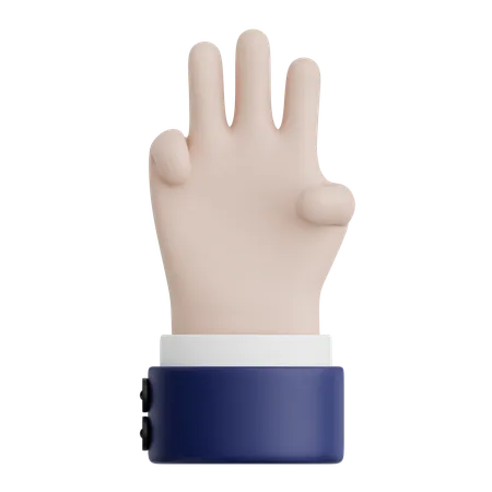 Hand Gesture Thee Sign  3D Icon