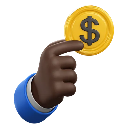 Holding A Dollar Coin Gesture 3D Icon