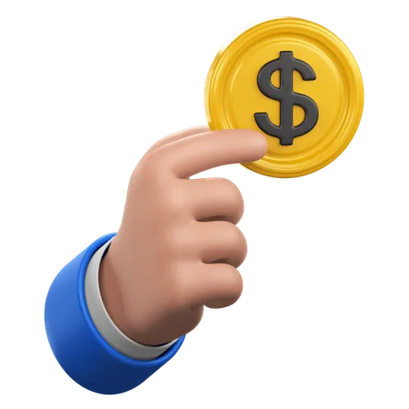 Holding A Dollar Coin Gesture 3D Icon