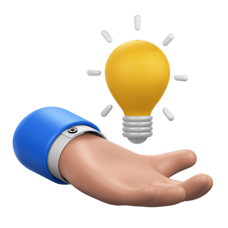 Hand Gesture with Floating Light Bulb  3D Icon