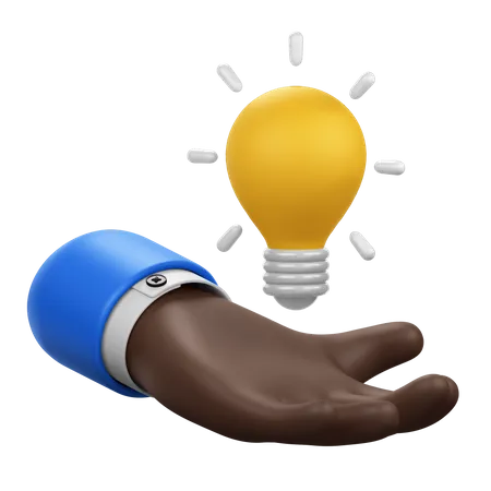 Hand Gesture with Floating Light Bulb  3D Icon