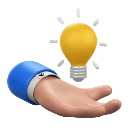 Hand Gesture with Floating Light Bulb  3D Icon