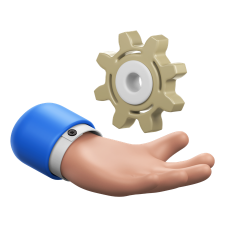 Hand Gesture with Gear Above  3D Icon