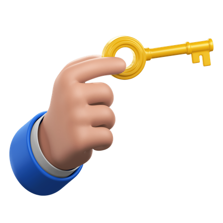 Hand Gesture with Golden Key  3D Icon