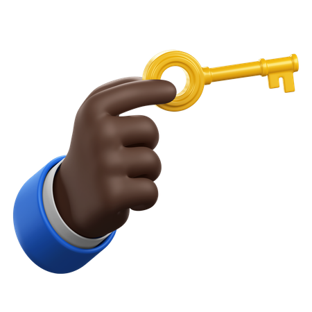 Hand Gesture with Golden Key  3D Icon