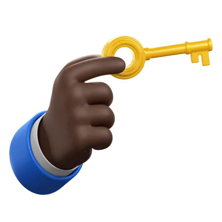 Holding A Golden Key Gesture 3D Icon