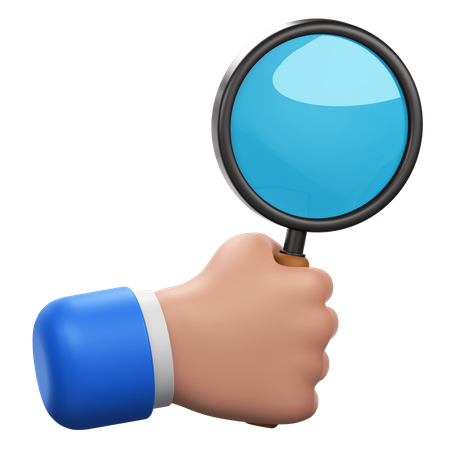 Hand Gesture with Magnifying Glass  3D Icon