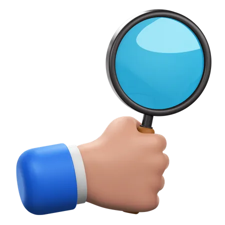 Hand Gesture with Magnifying Glass  3D Icon