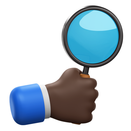 Hand Gesture with Magnifying Glass  3D Icon