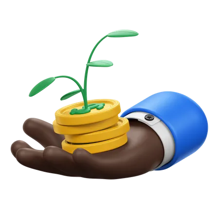 Hand Gesture with Money Plant  3D Icon