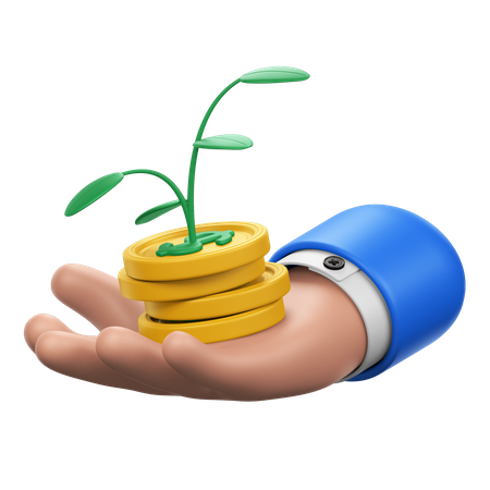 Hand Gesture with Money Plant  3D Icon