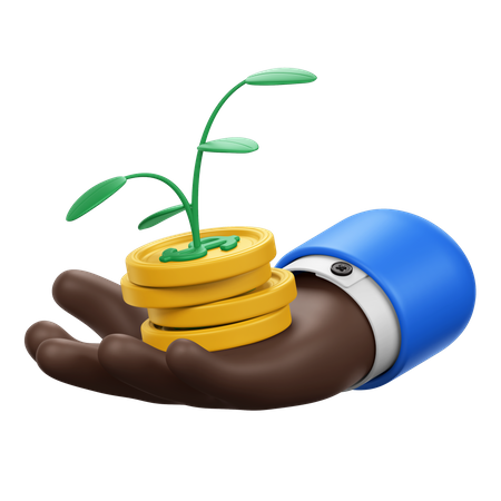 Hand Gesture with Money Plant  3D Icon