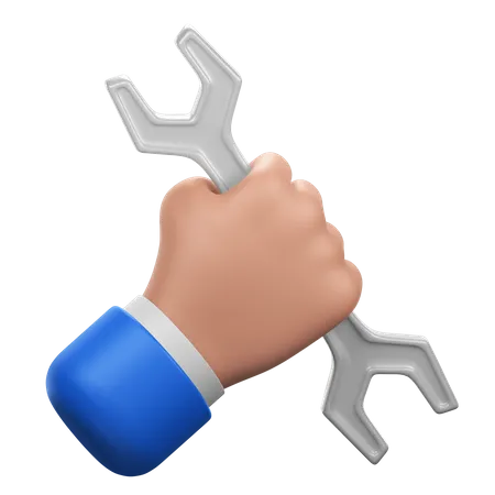 Hand Gesture with Wrench  3D Icon