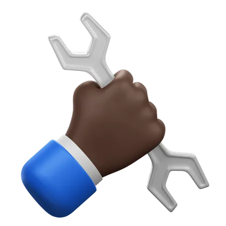 Holding A Wrench Gesture 3D Icon