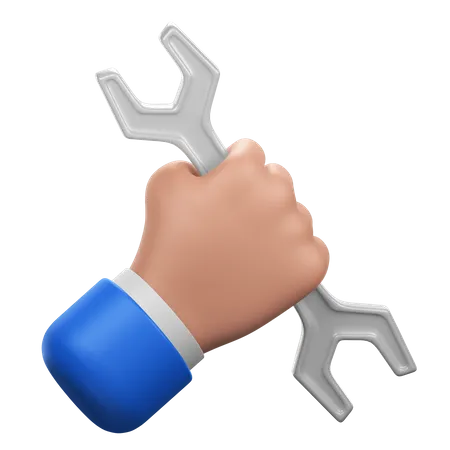 Holding A Wrench Gesture 3D Icon