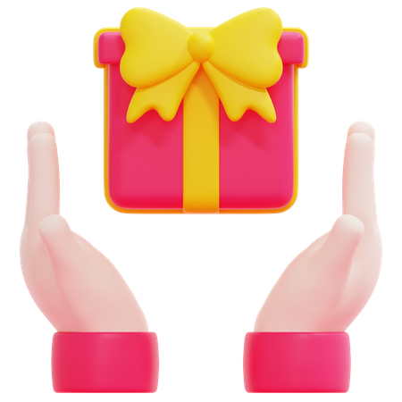 Hand Gift Box 3D Icon
