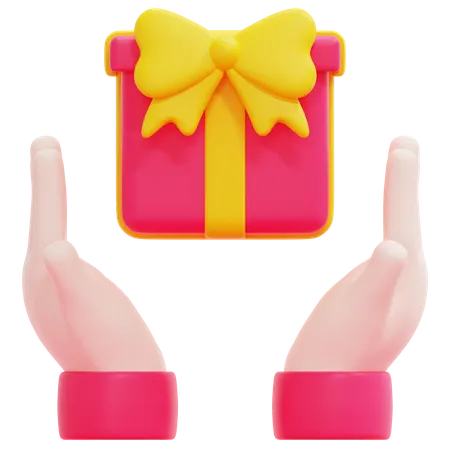 Hand Gift Box 3D Icon