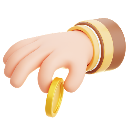 Hand Giving A Coin Charity Ramadan  3D Icon