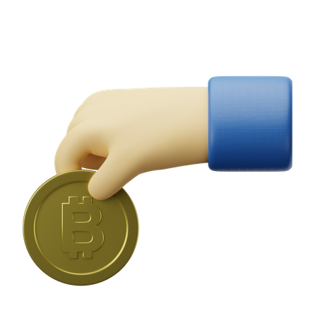 Hand Giving Bitcoin  3D Illustration