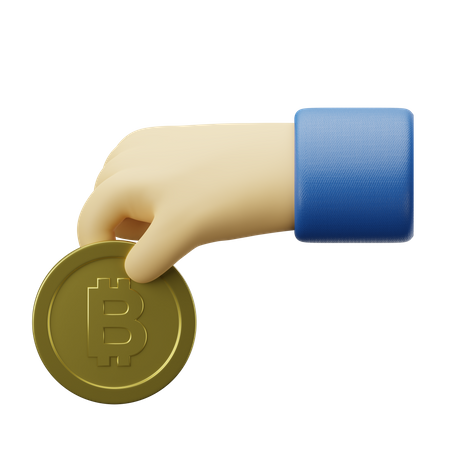 Hand Giving Bitcoin 3D Illustration