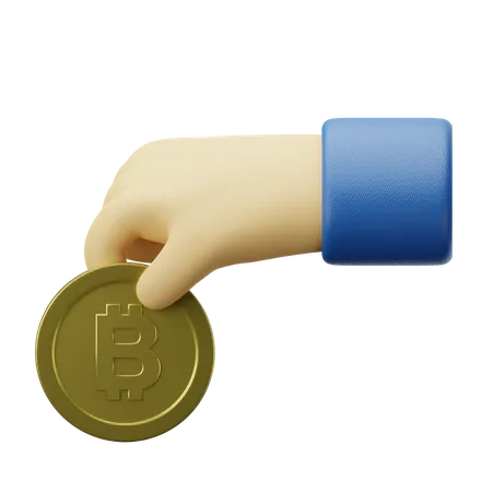 Hand Giving Bitcoin  3D Illustration
