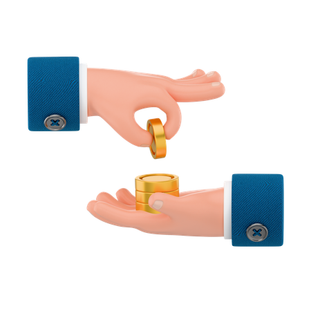 コインを渡す手  3D Icon