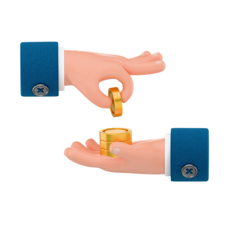 Hand Giving Coins  3D Icon