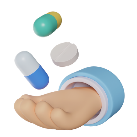 Hand Giving Pills  3D Icon