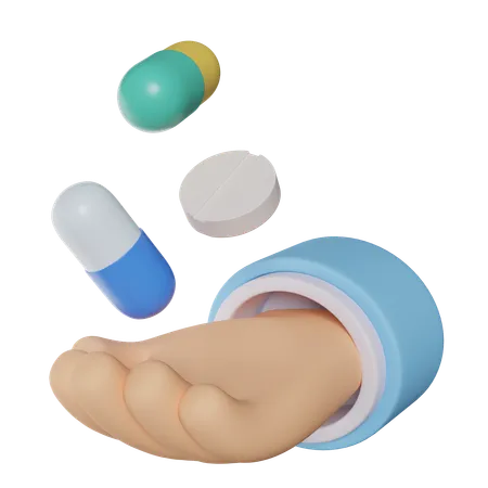 Hand Giving Pills  3D Icon