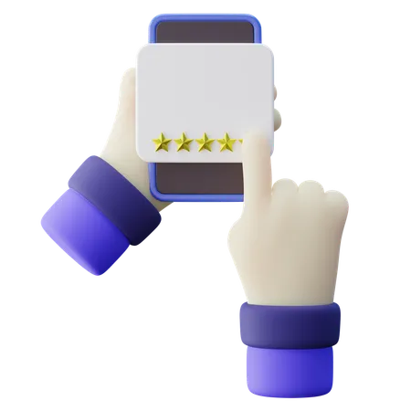 Hand Giving Testimonial Rating On A Phone  3D Icon