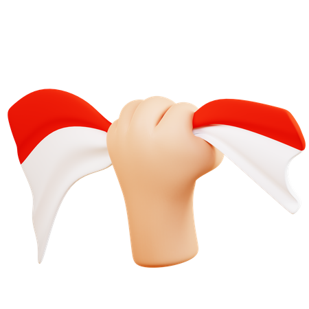 Hand Grabbing Indonesian Flag  3D Icon