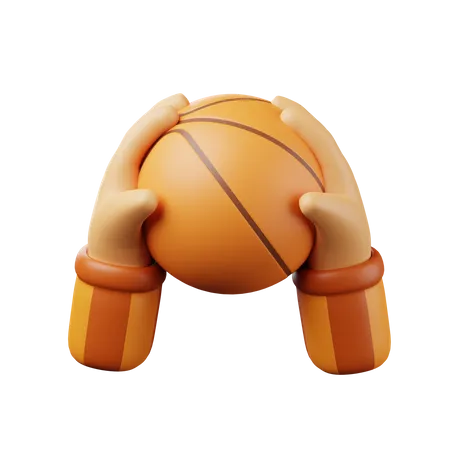 Basketball mit der Hand greifen  3D Illustration