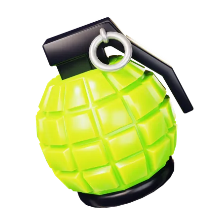 Cute Cartoon Hand Grenade Combat Weapon In Black And Green Tone Police Bandit And Military Weapon Defense Help Option Against Enemy Aggressor Anti Terrorism Action 3D Icon