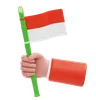 Hand hält Bambus indonesische Flagge