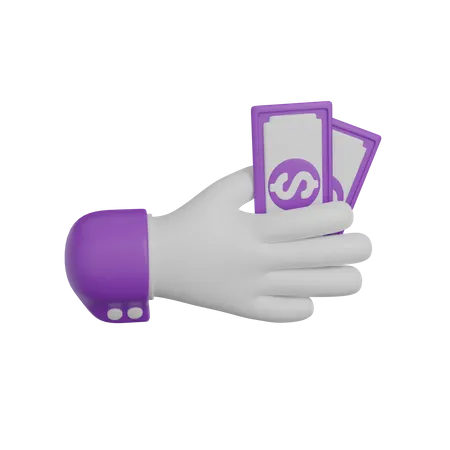 Hand hält Banknote  3D Icon