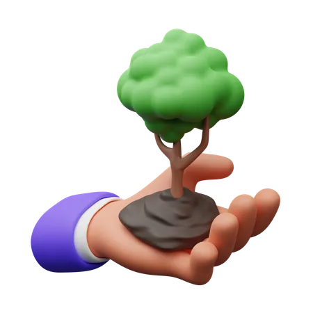 Hand hält Baum  3D Icon