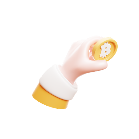 Hand hält Bitcoin  3D Icon