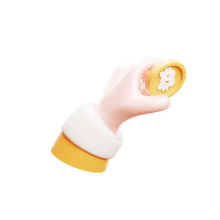 Hand hält Bitcoin  3D Icon