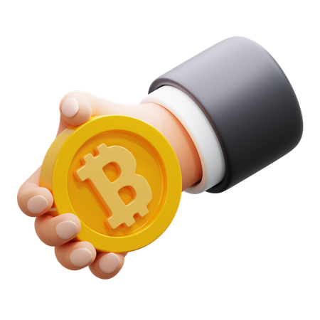 Hand hält Bitcoin  3D Icon