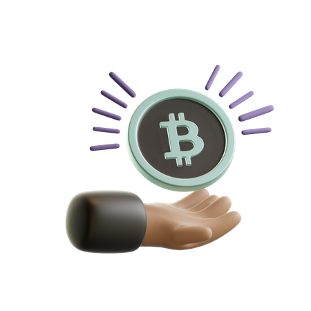 Hand hält Bitcoin  3D Illustration