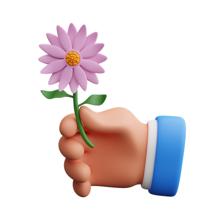 Hand hält Blume  3D Icon