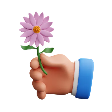 Hand hält Blume  3D Icon