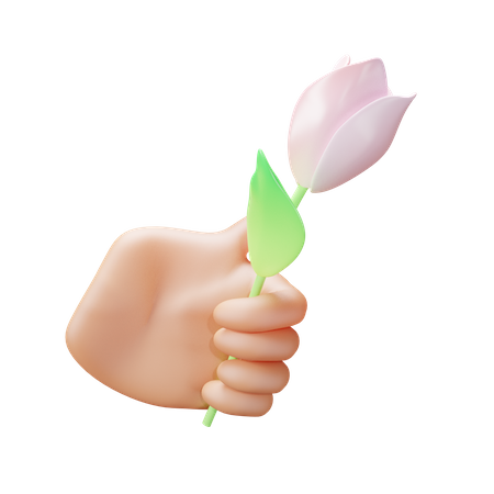 Hand hält Blume  3D Icon