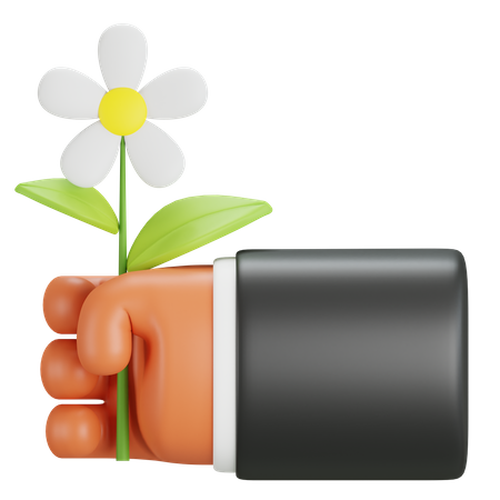 Hand hält Blume  3D Icon