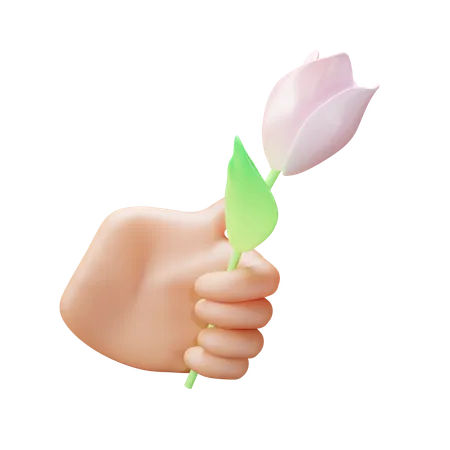 Hand hält Blume  3D Icon