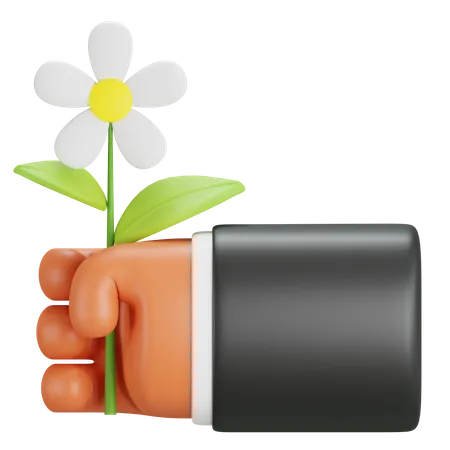 Hand hält Blume  3D Icon