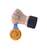 Hand hält Bronzemedaille