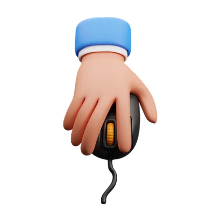 Hand hält Computermaus  3D Icon