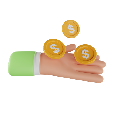 Hand hält Dollarmünze  3D Icon
