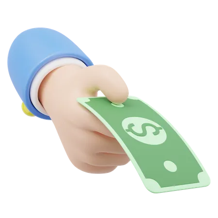 Hand hält Dollarnote  3D Icon